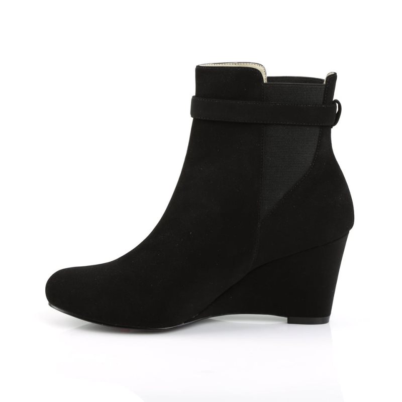 Pleaser Kimberly-102 Suede Women's Heels Boots Black | NZ QSKCZT