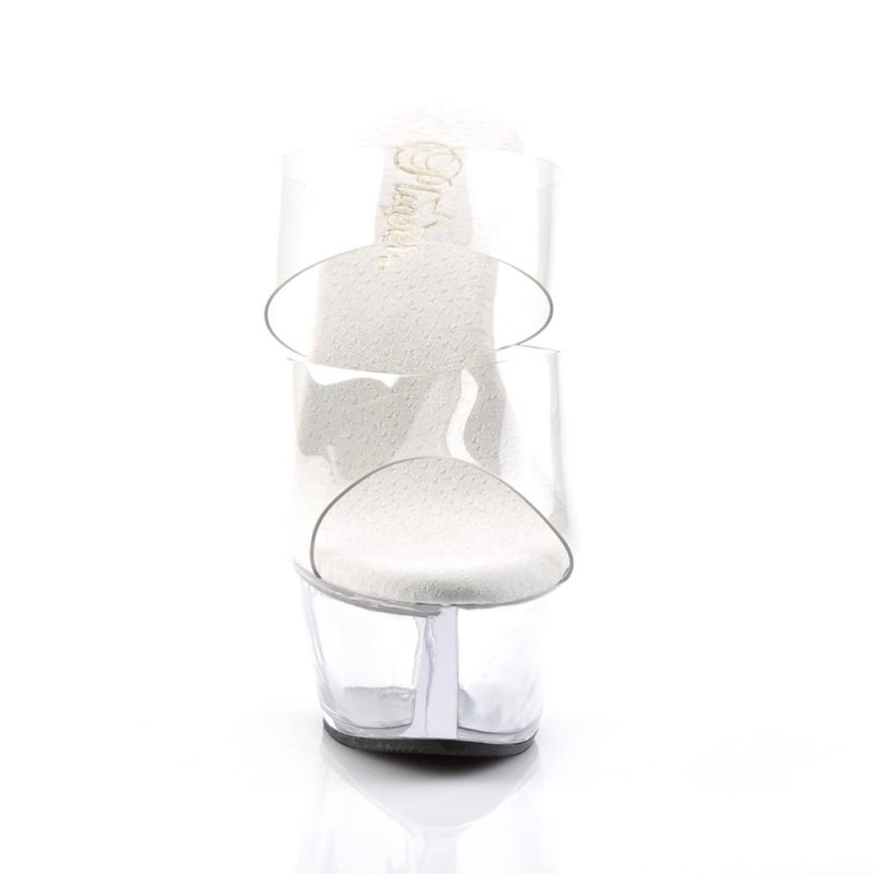 Pleaser Kiss-202 Women's Platform Slides Clear | NZ HBVCGD