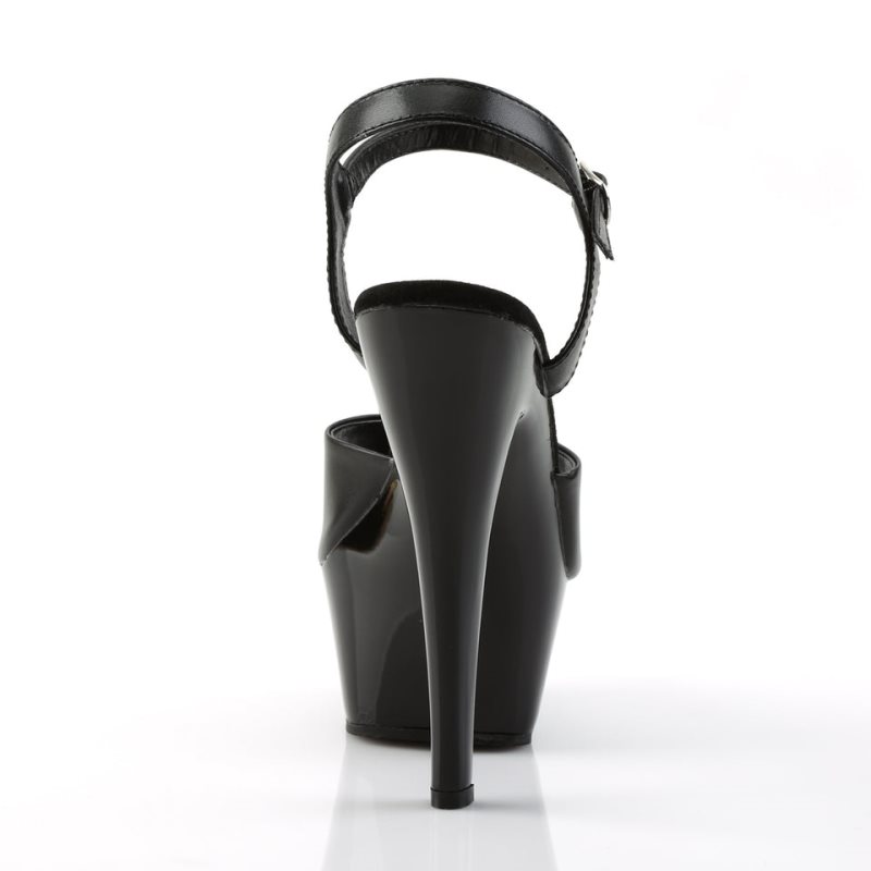 Pleaser Kiss-209 Leather Women's Platform Heels Sandals Black | NZ MPDWKC
