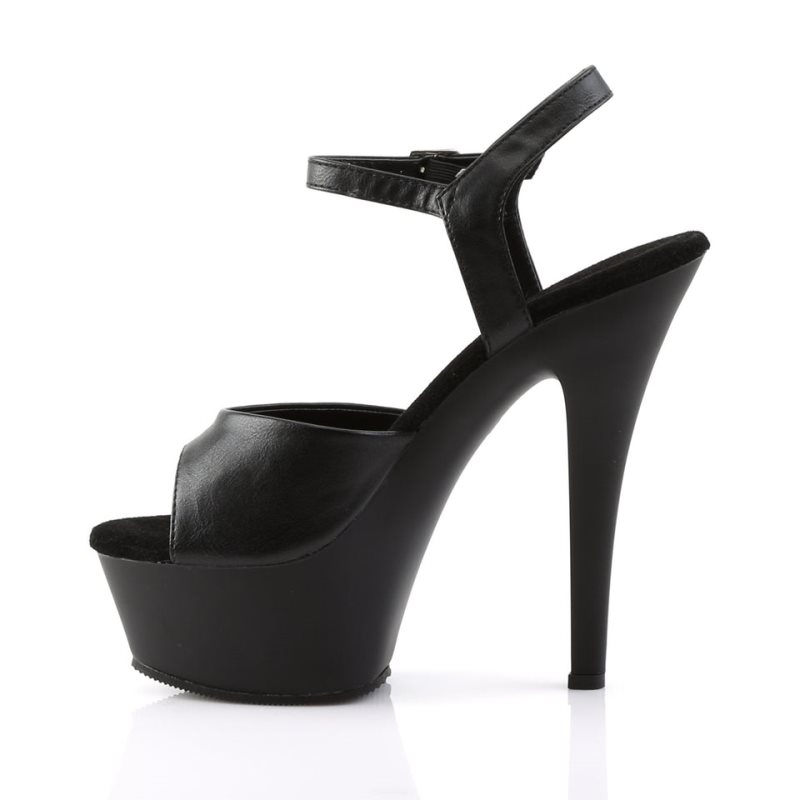 Pleaser Kiss-209 Vegan Leather Women's Platform Heels Sandals Black | NZ TVZUCY