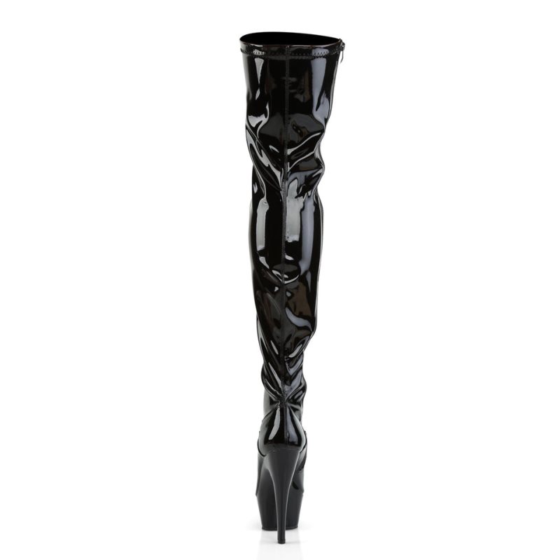 Pleaser Kiss-3000 Women's Thigh High Boots Black | NZ TZGRSN