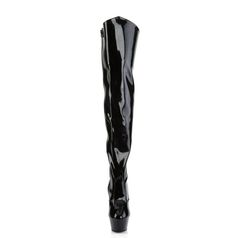 Pleaser Kiss-3010 Women's Thigh High Boots Black | NZ RDTHUY