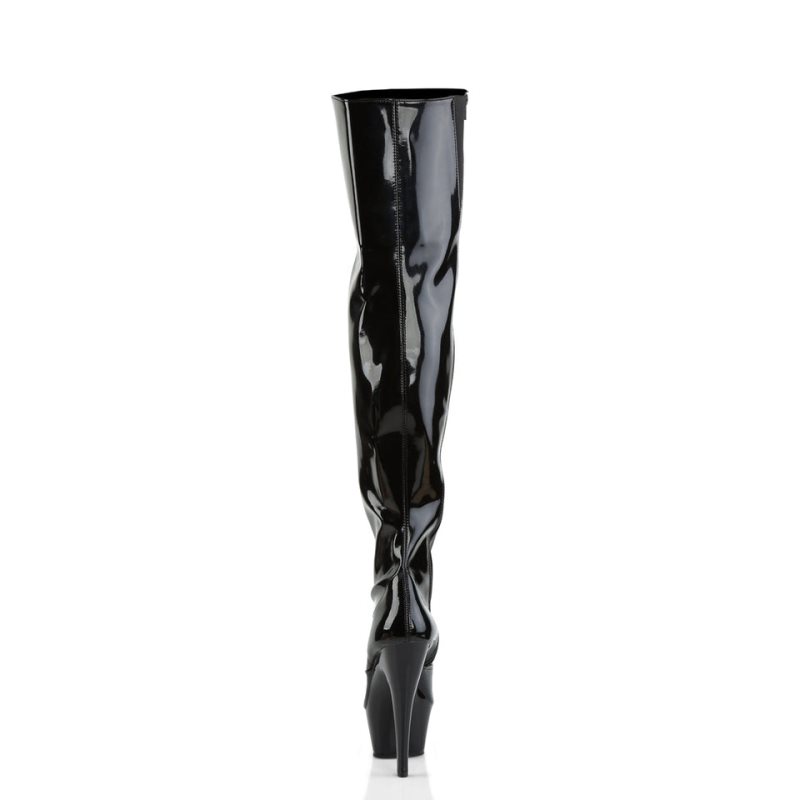 Pleaser Kiss-3010 Women's Thigh High Boots Black | NZ RDTHUY
