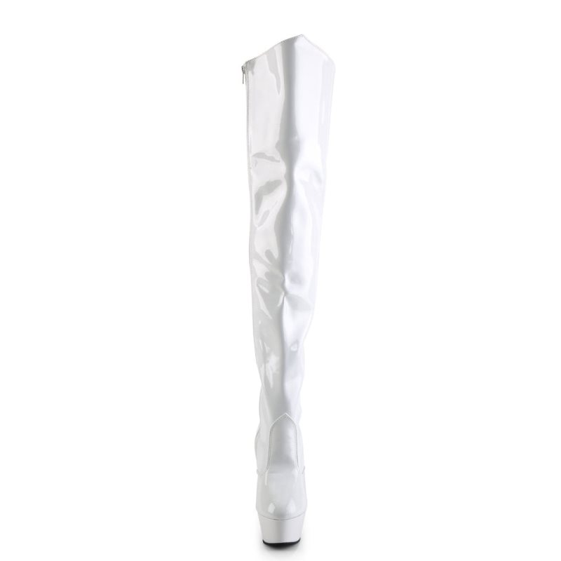 Pleaser Kiss-3010 Women's Thigh High Boots White | NZ OUTADF