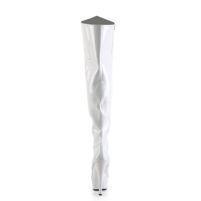 Pleaser Kiss-3010 Women's Thigh High Boots White | NZ OUTADF