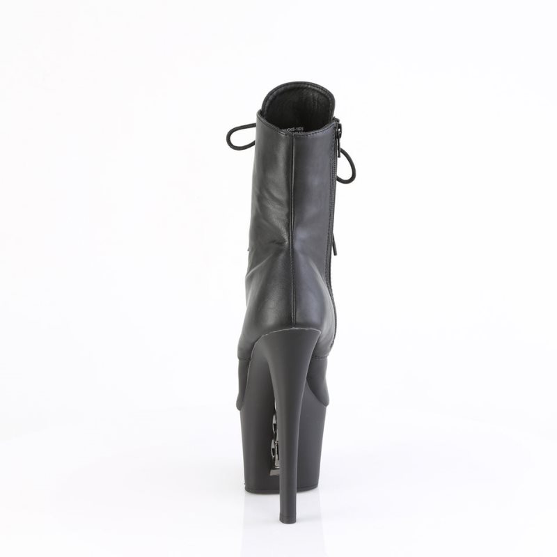 Pleaser Knucks-1020 Vegan Leather Women's Heels Boots Black | NZ LJFHZO