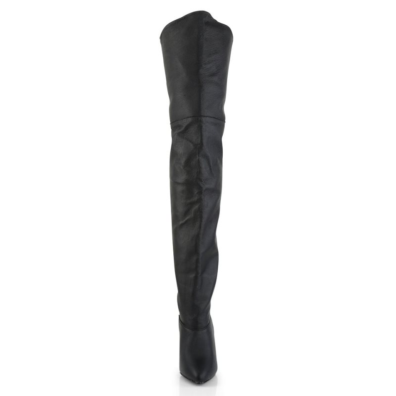Pleaser Legend-8868 Leather Women's Thigh High Boots Black | NZ OYIMVH