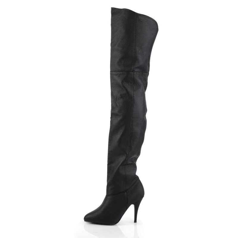 Pleaser Legend-8868 Leather Women's Thigh High Boots Black | NZ OYIMVH