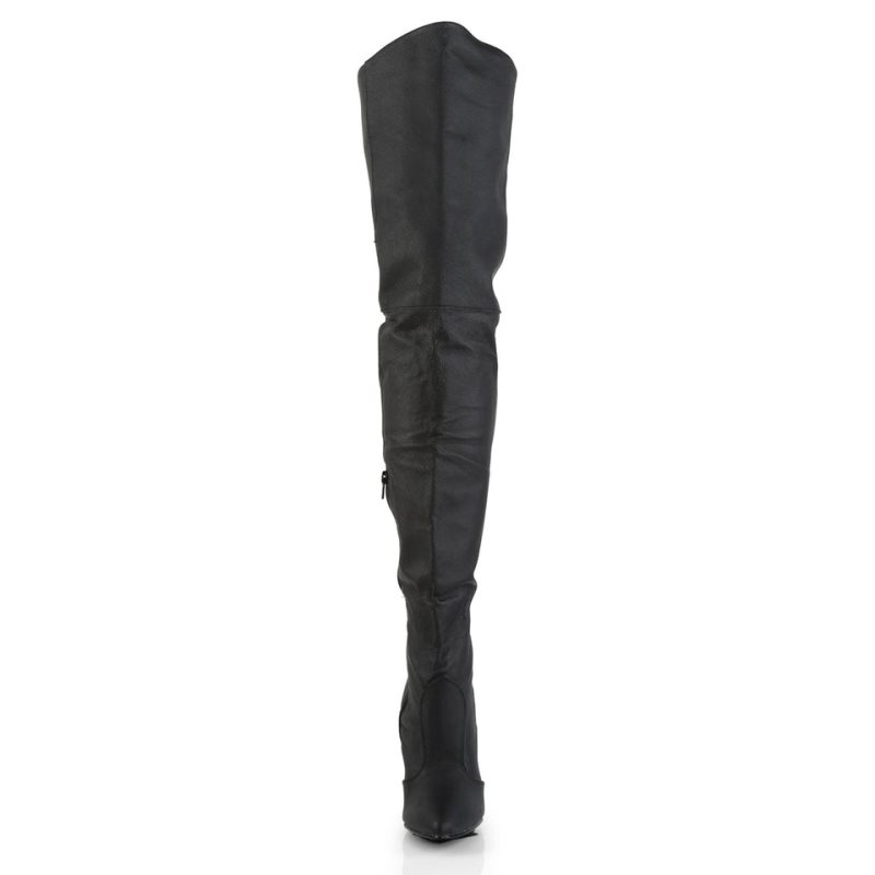 Pleaser Legend-8899 Leather Women's Thigh High Boots Black | NZ IDEBMS