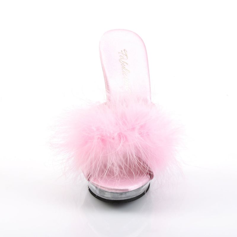 Pleaser Lip-101-8 Women's Platform Slides Pink / Clear | NZ NMQUVR