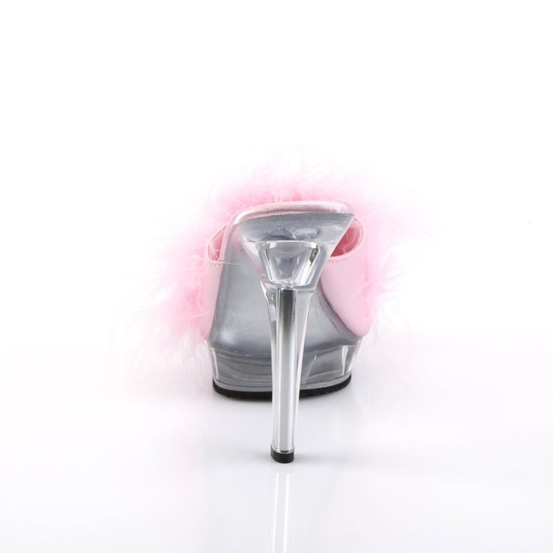 Pleaser Lip-101-8 Women's Platform Slides Pink / Clear | NZ NMQUVR