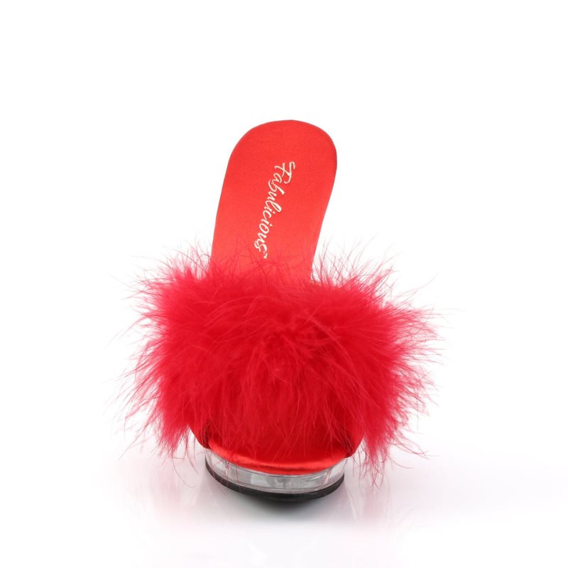 Pleaser Lip-101-8 Women's Platform Slides Red / Clear | NZ BPSAXT