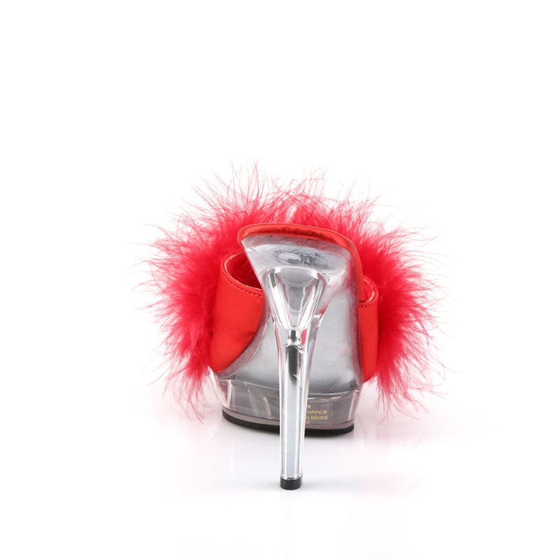 Pleaser Lip-101-8 Women's Platform Slides Red / Clear | NZ BPSAXT