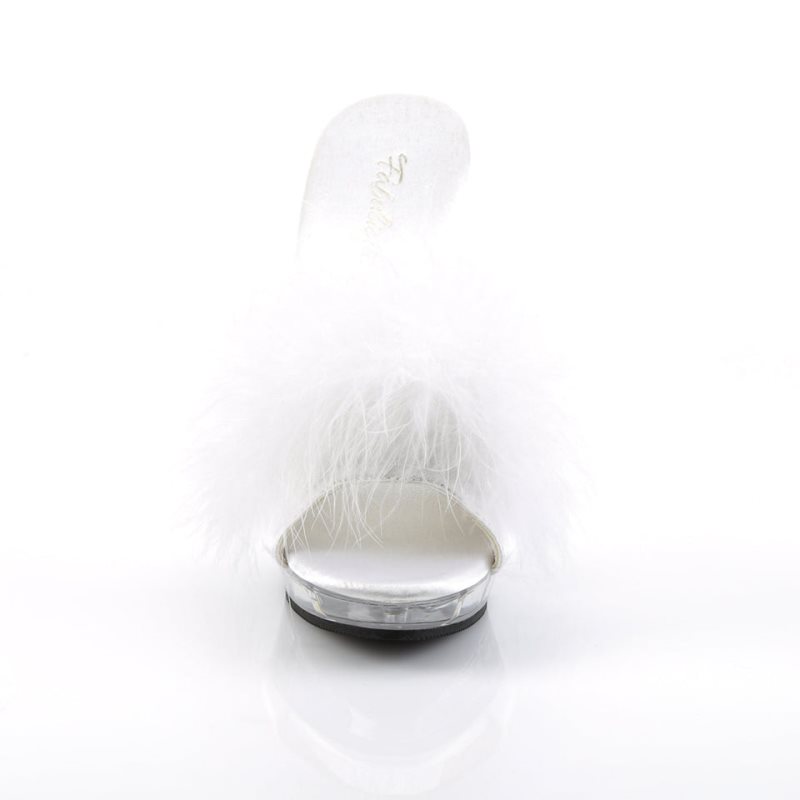 Pleaser Lip-101-8 Women's Platform Slides White / Clear | NZ HJKGTN