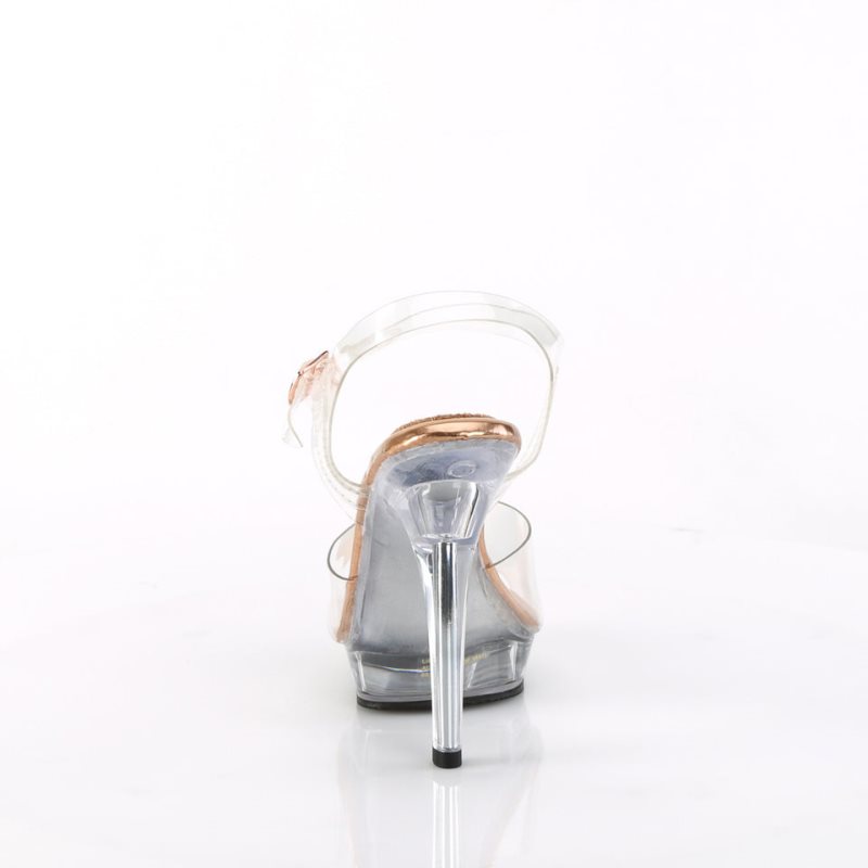 Pleaser Lip-108 Women's Heels Sandals Rose Gold / Clear | NZ XRBTYM