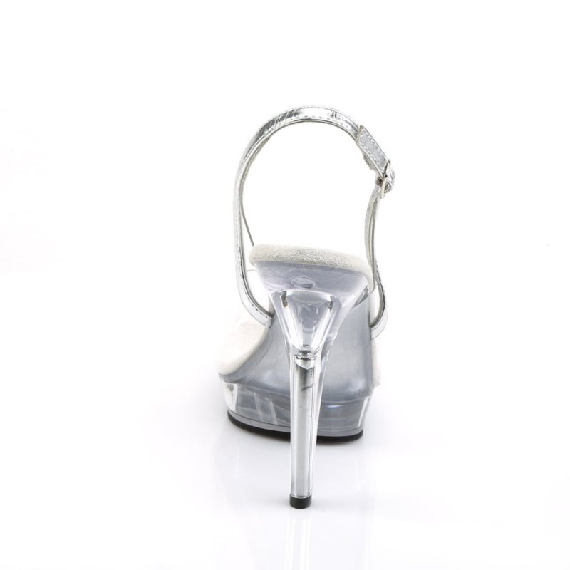 Pleaser Lip-150 Women's Heels Sandals Silver / Clear | NZ YCKLIA