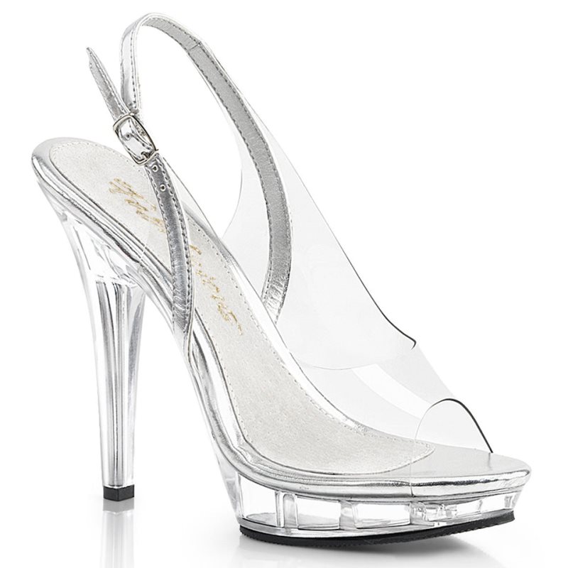 Pleaser Lip-150 Women\'s Heels Sandals Silver / Clear | NZ YCKLIA