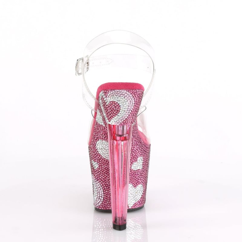 Pleaser Lovesick-708HEART Women's Platform Heels Sandals Pink / Clear | NZ MKPXVZ