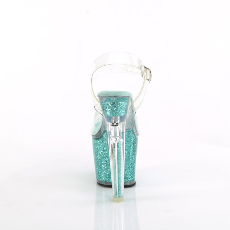 Pleaser Lovesick-708SG Women's Platform Heels Sandals Blue / Clear | NZ BHERYF