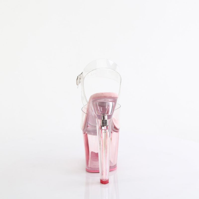 Pleaser Lovesick-708T Women's Platform Heels Sandals Pink / Clear | NZ KBIJEU
