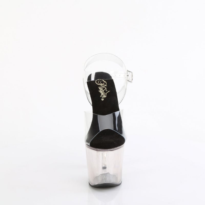 Pleaser Lovesick-708T Women's Platform Heels Sandals Grey / Clear | NZ QCOZJV