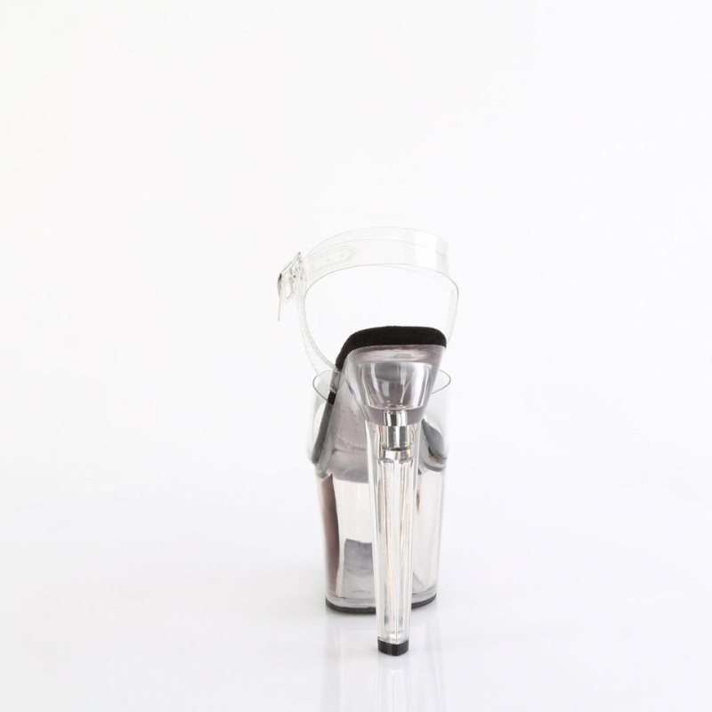 Pleaser Lovesick-708T Women's Platform Heels Sandals Grey / Clear | NZ QCOZJV