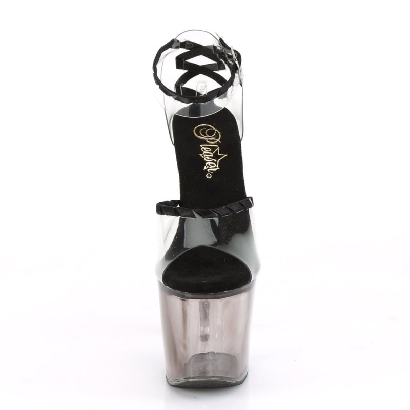 Pleaser Lovesick-712T Women's Platform Heels Sandals Black / Clear | NZ QWLNPB