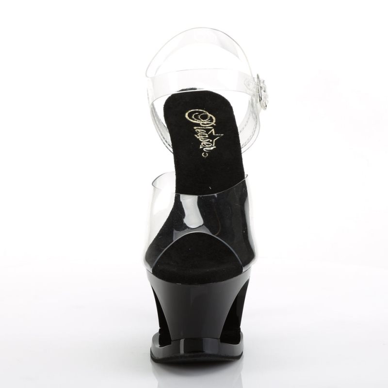 Pleaser Moon-708HRS Women's Platform Heels Sandals Black / Clear | NZ IZLXEH
