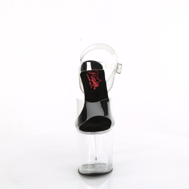 Pleaser Naughty-808 Women's Platform Heels Sandals Black / Clear | NZ LPGFEM