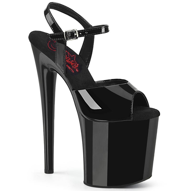 Pleaser Naughty-809 Women\'s Platform Heels Sandals Black | NZ ENWDYF