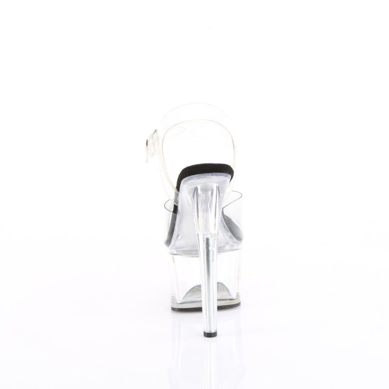 Pleaser Passion-708 Women's Platform Heels Sandals Black / Clear | NZ SAMEHN