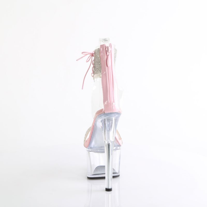 Pleaser Passion-727RS Women's Platform Heels Sandals Pink / Clear | NZ GAQPOE