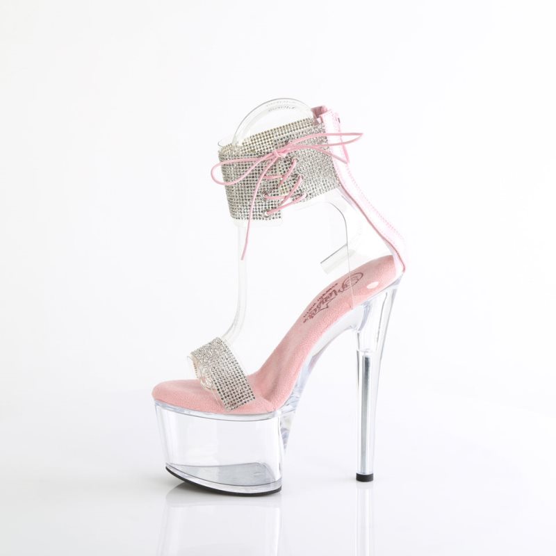 Pleaser Passion-727RS Women's Platform Heels Sandals Pink / Clear | NZ GAQPOE