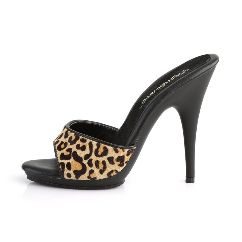 Pleaser Poise-501FUR Women's Platform Slides Black | NZ DATFSP