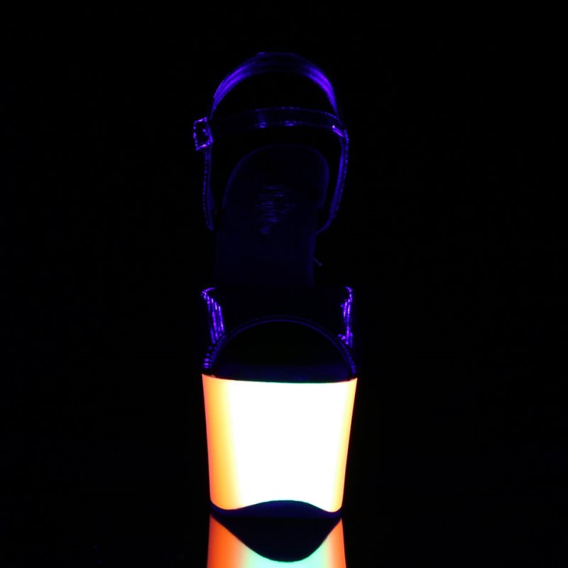 Pleaser Rainbow-309UV Women's Platform Heels Sandals Black / Multicolor | NZ IVOKYF
