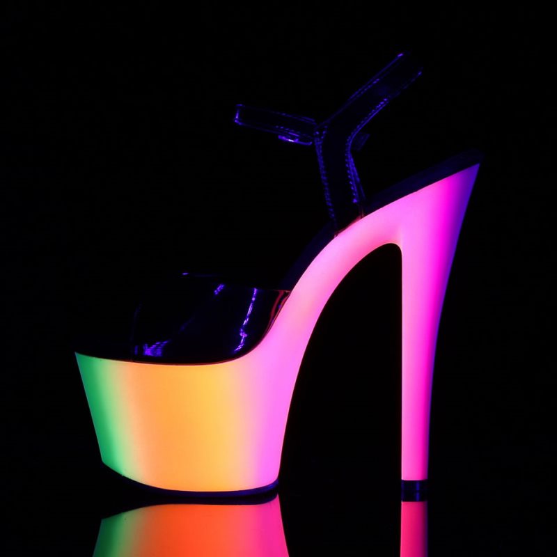 Pleaser Rainbow-309UV Women's Platform Heels Sandals Black / Multicolor | NZ IVOKYF