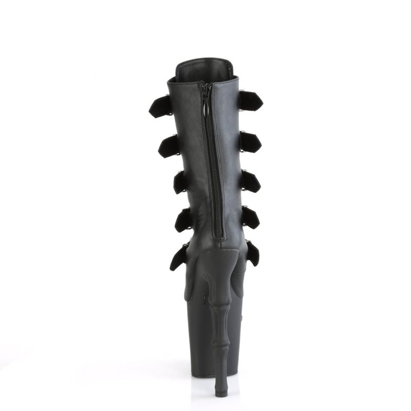 Pleaser Rapture-1052BK Vegan Leather Women's Heels Boots Black | NZ FGLYOA