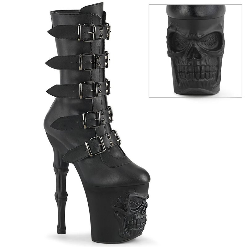 Pleaser Rapture-1052BK Vegan Leather Women\'s Heels Boots Black | NZ FGLYOA