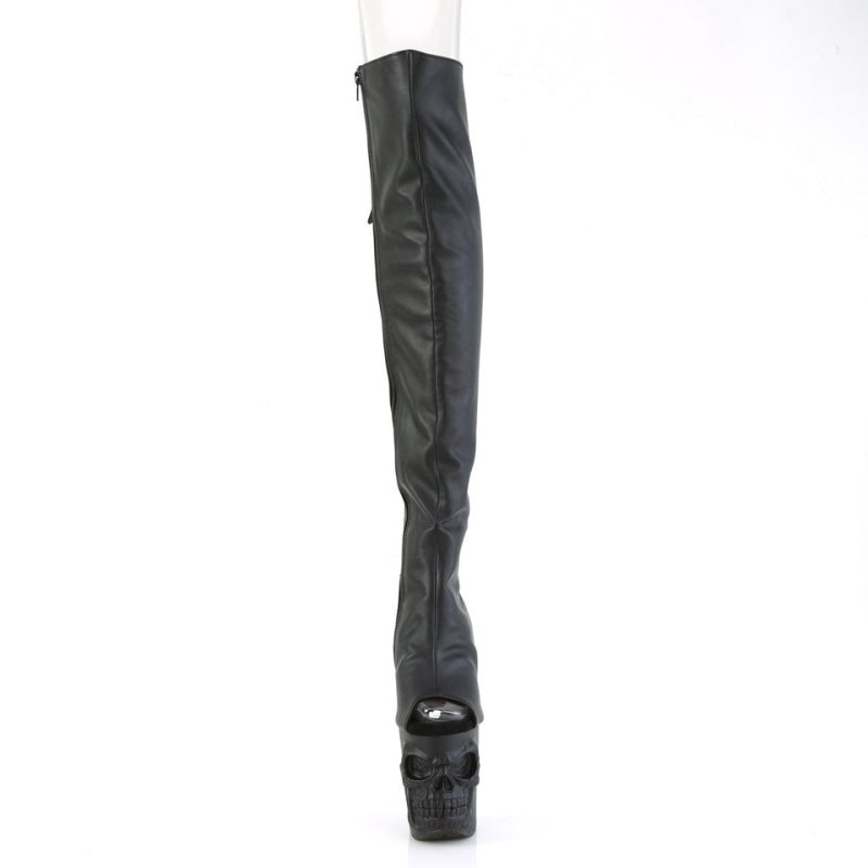 Pleaser Rapture-3019 Vegan Leather Women's Thigh High Boots Black | NZ YMSILN