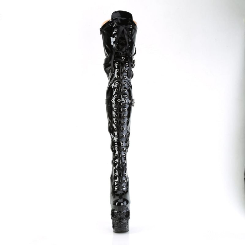 Pleaser Rapture-3028 Women's Thigh High Boots Black | NZ SGVREA