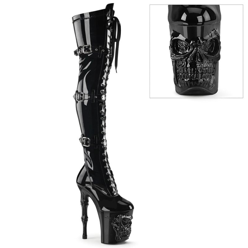 Pleaser Rapture-3028 Women\'s Thigh High Boots Black | NZ SGVREA