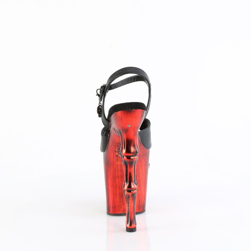 Pleaser Rapture-809-LT Faux Leather Women's Platform Heels Sandals Black / Red | NZ DLWZVY