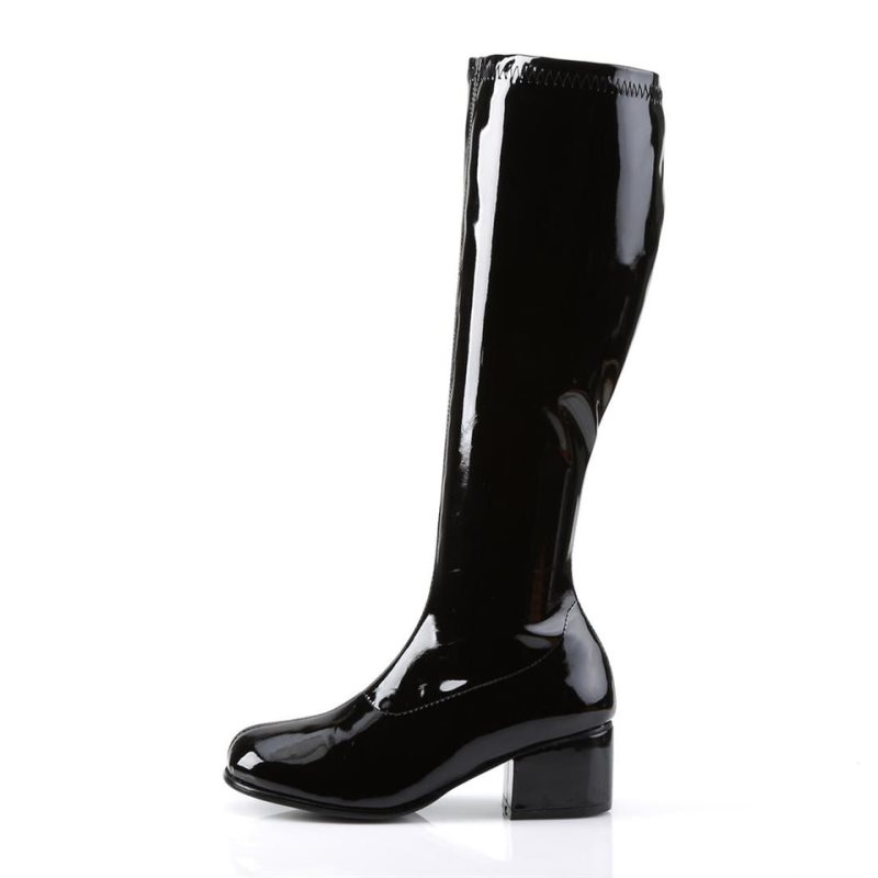 Pleaser Retro-300 Women's Knee-high Boots Black | NZ GEWTPR