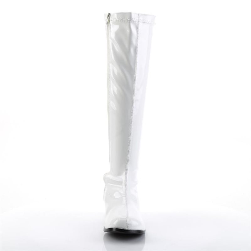 Pleaser Retro-300 Women's Knee-high Boots White | NZ HXYZMI