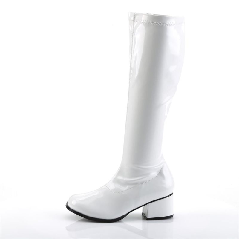 Pleaser Retro-300 Women's Knee-high Boots White | NZ HXYZMI