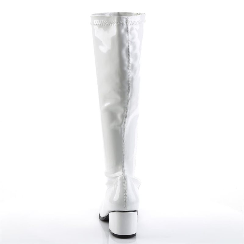 Pleaser Retro-300 Women's Knee-high Boots White | NZ HXYZMI