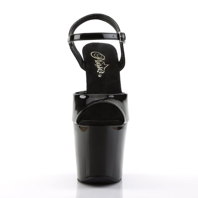 Pleaser Revolver-709 Women's Platform Heels Sandals Black | NZ EKNJTP