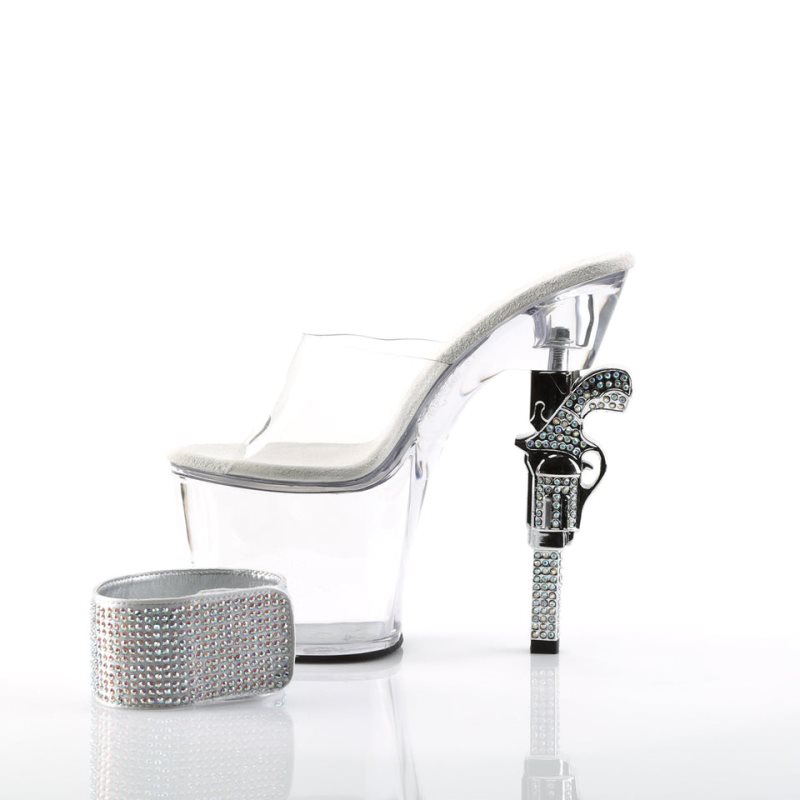 Pleaser Revolver-712 Women's Platform Heels Sandals Clear | NZ HKAIXD