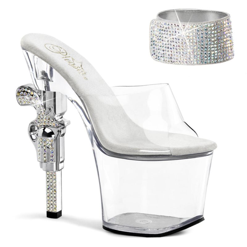 Pleaser Revolver-712 Women\'s Platform Heels Sandals Clear | NZ HKAIXD