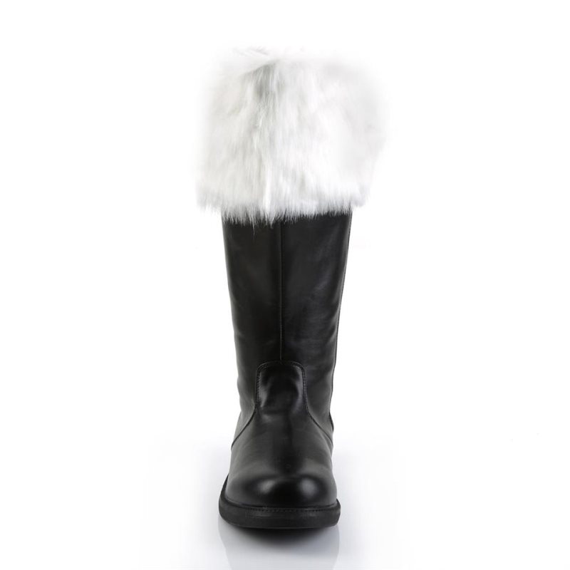 Pleaser Santa-106WC Vegan Leather Women's Knee-high Boots Black / White | NZ UGQCKO